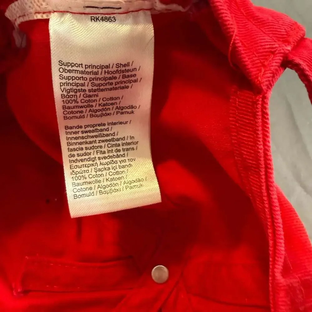 Lacoste RK4863 Red Small Croc Logo Cotton Dad Hat Cap Adjustable One Size